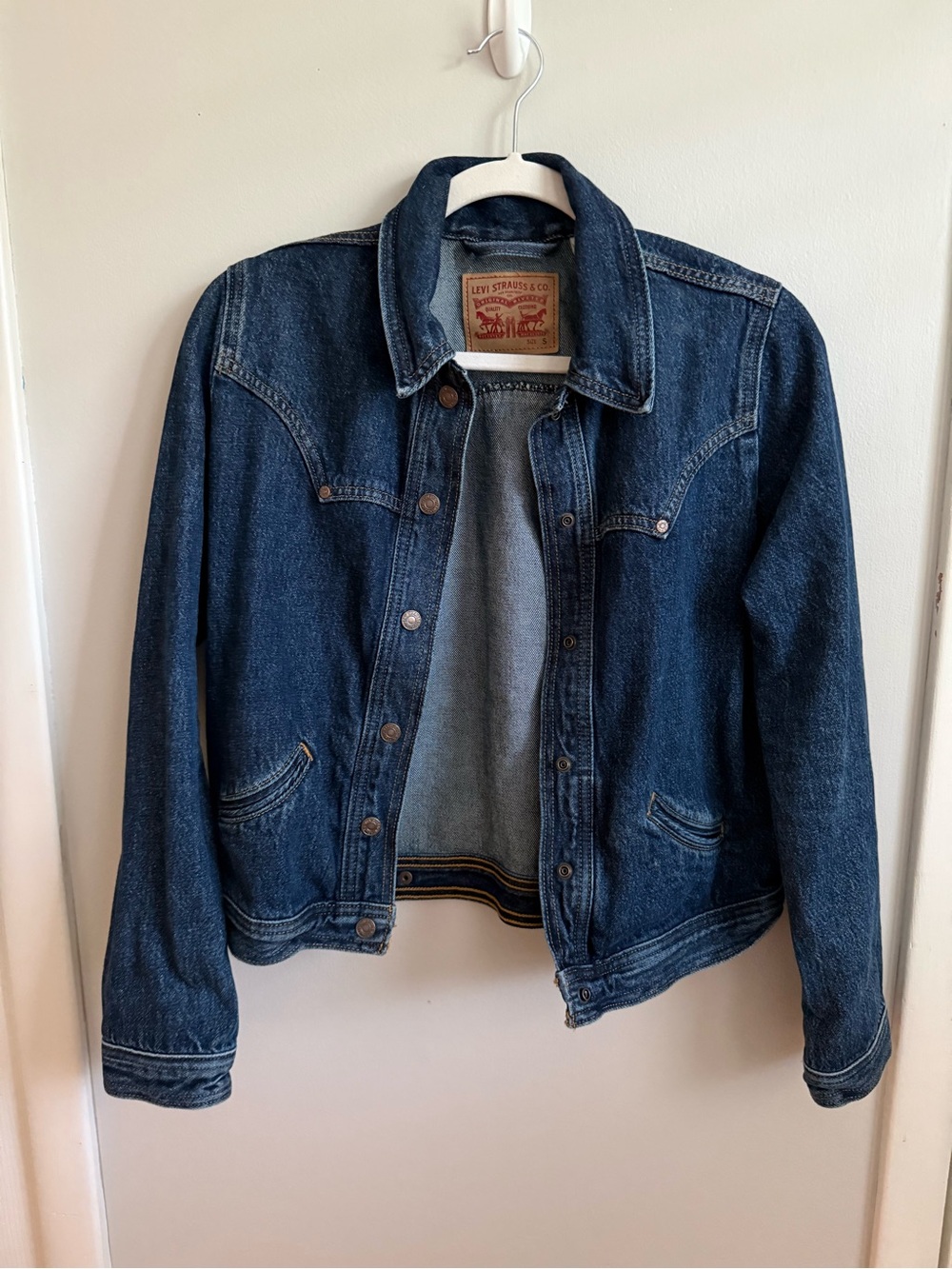 Levi's Blue Denim Jacket with Leather Logo Patch